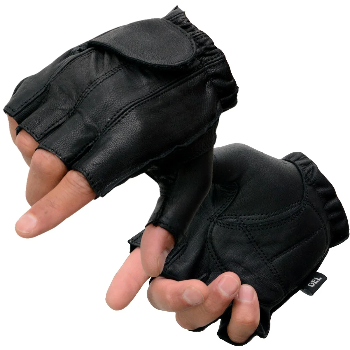 Long-Lasting Milwaukee Leather SH442 Men's Black Leather Gel Padded Palm Fingerless Motorcycle Hand Gloves W Soft Leather Luxury