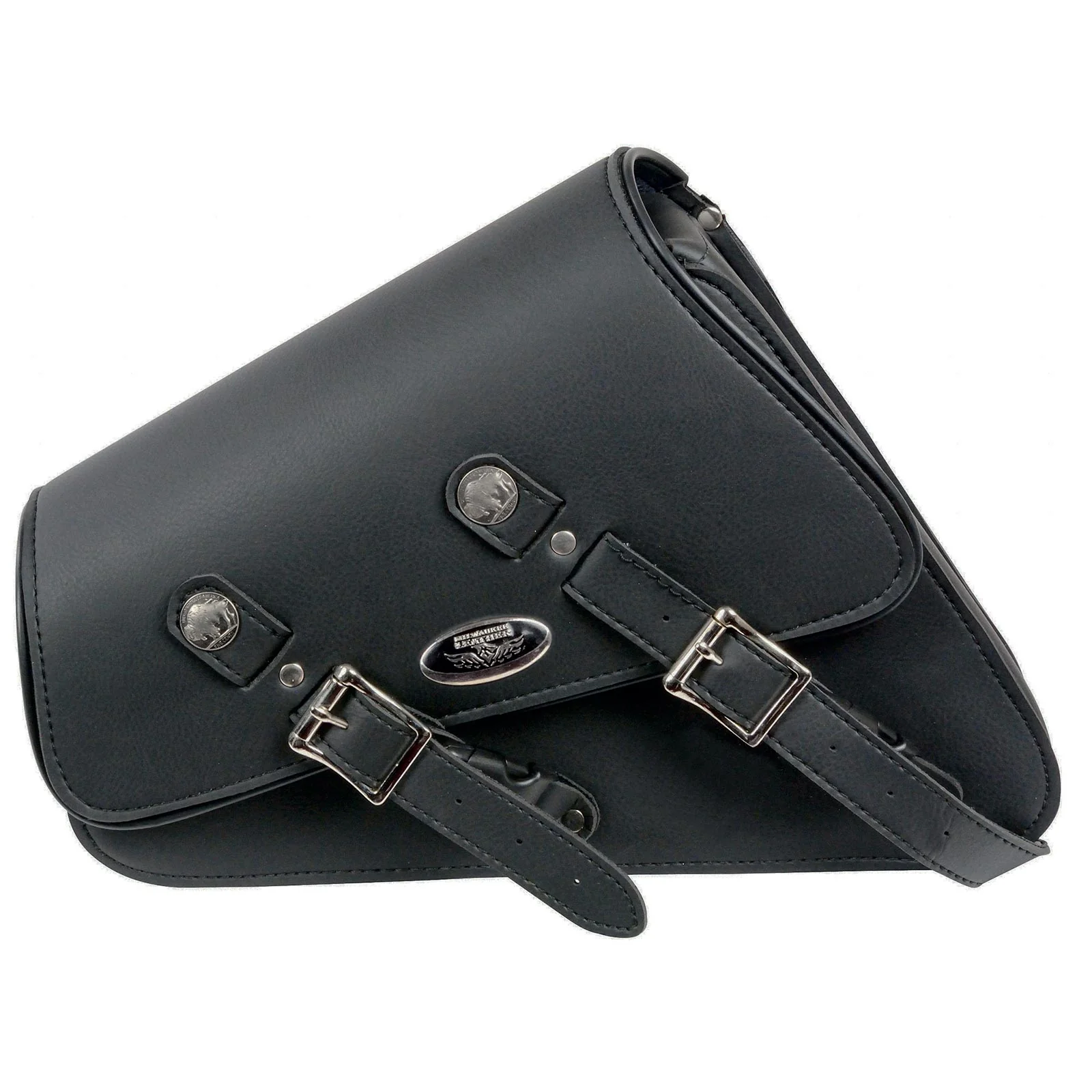 Recyclable Milwaukee Leather SH639 Black Right Side Heavily Slanted PVC Swing Arm Bag with Buffalo Snaps Comfortable