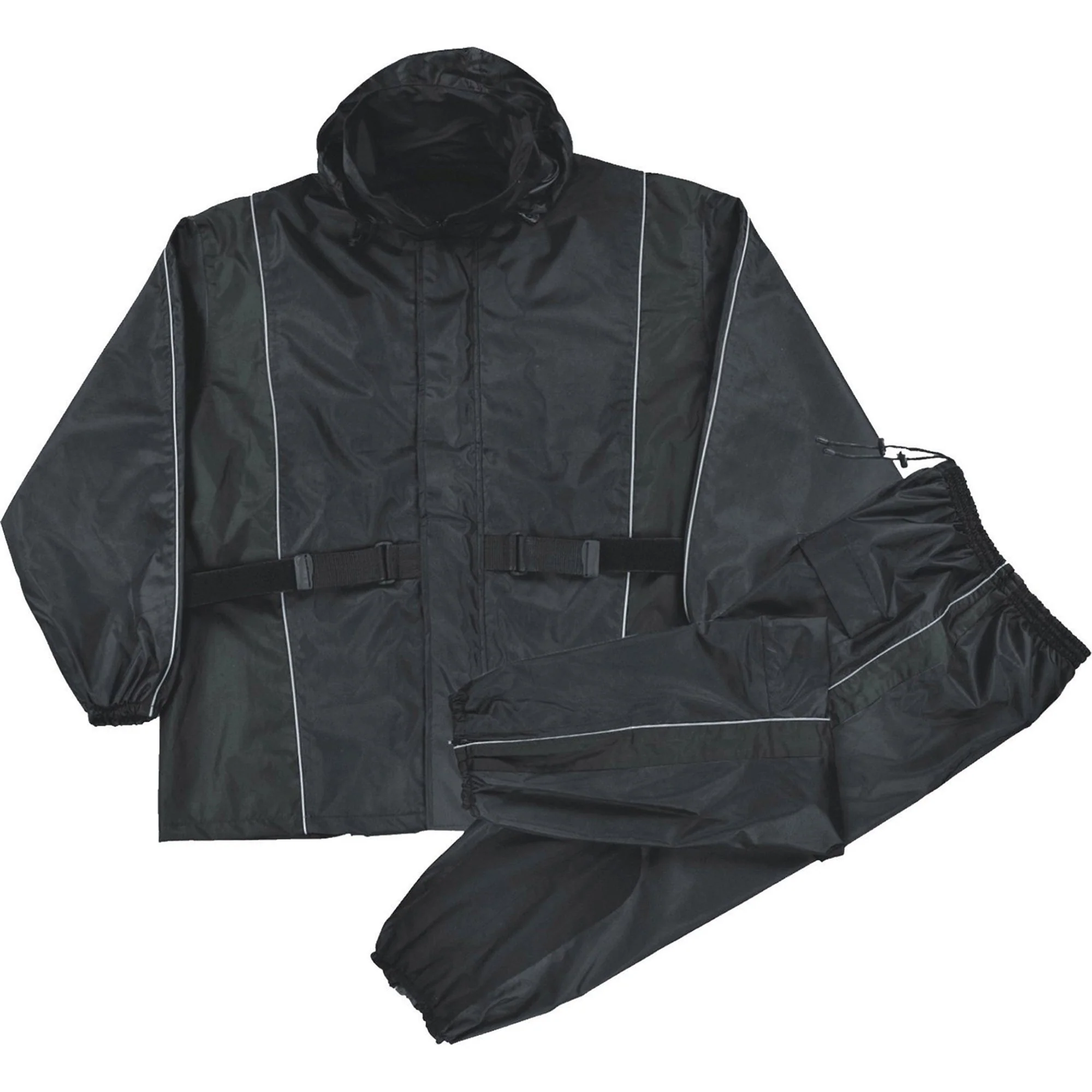 Pure Milwaukee Leather SH2225L Women's Black Water Resistant Rain Suit with Reflective Piping Fast