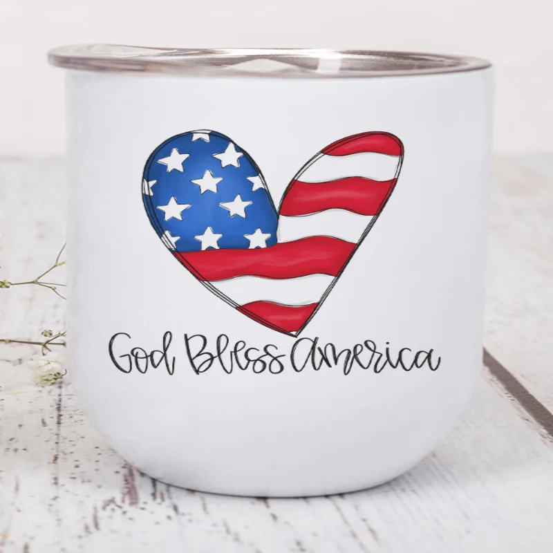 High-Quality Patriotic Heart Wine Tumbler Sustainable