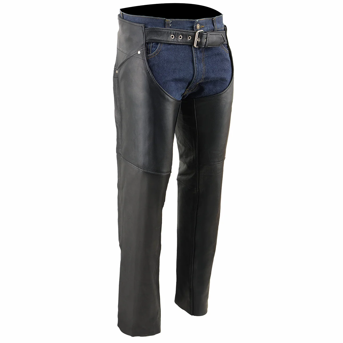 Reusable Milwaukee Leather Chaps for Women Black Premium Skin - Deep Hip Pockets Back Thigh Laces Motorcycle Chap - SH1173 Professional