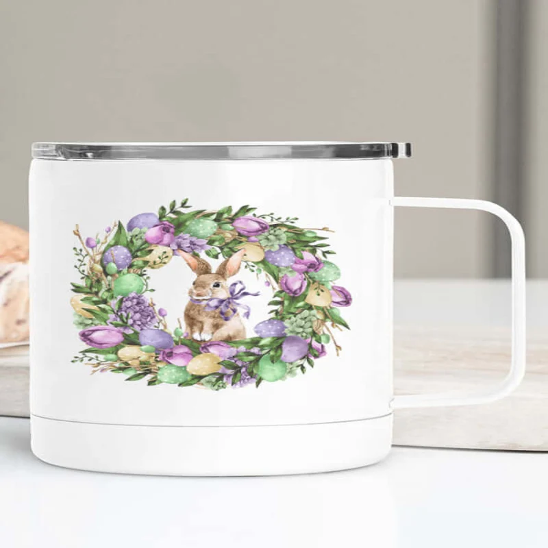 Premium Bunny Wreath Floral Cup Long-Lasting
