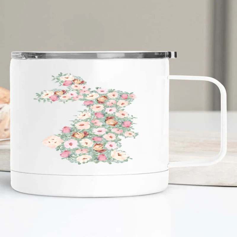Green Easter Bunny Floral Cup Minimalist