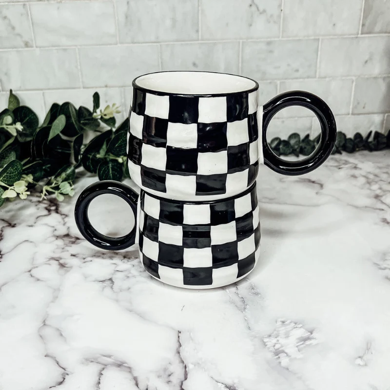 Healthy Retro Checkered Coffee Mug High-Performance