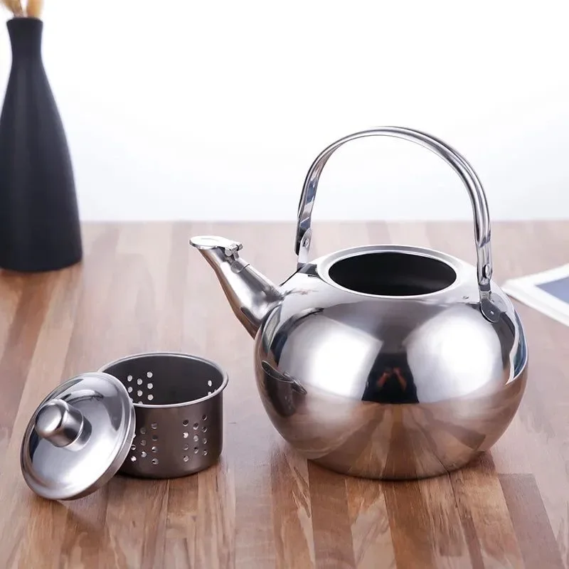 Elite Stainless Steel Kettle with Heat Resistant Handle - Stovetop Camping Tea and Coffee Pot with Filter for Outdoor Home and Hiking Secure