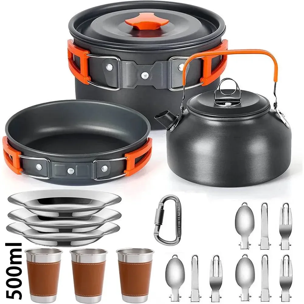 Relaxed Camping Cooking Set - Outdoor Aluminum Lightweight Cookware Kit for Traveling Trekking and Hiking Outstanding