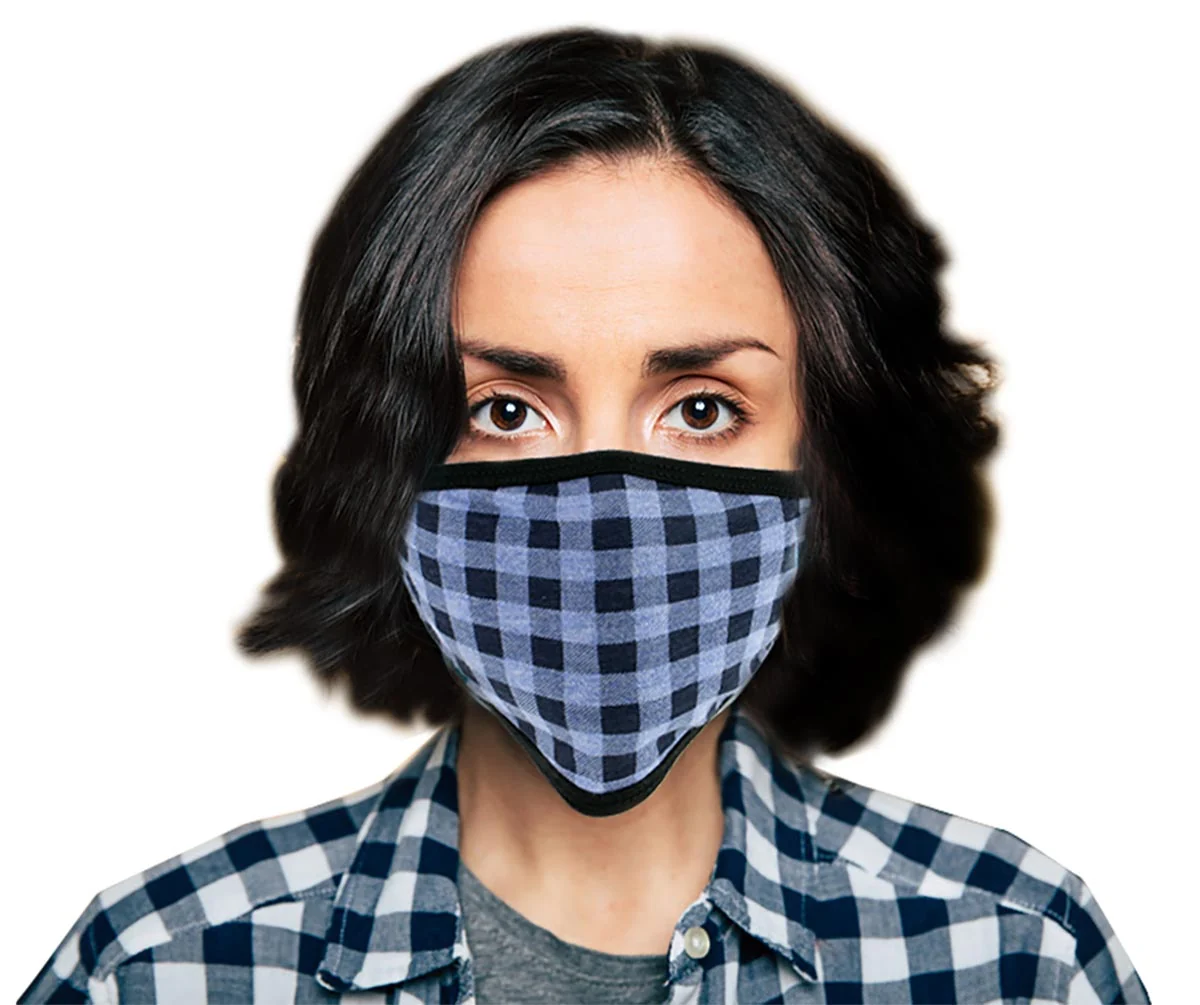 Authentic Milwaukee Leather MP7924FM 'Blue Checkered' 100 Cotton Protective Face Mask with Optional Filter Pocket Expertly Made