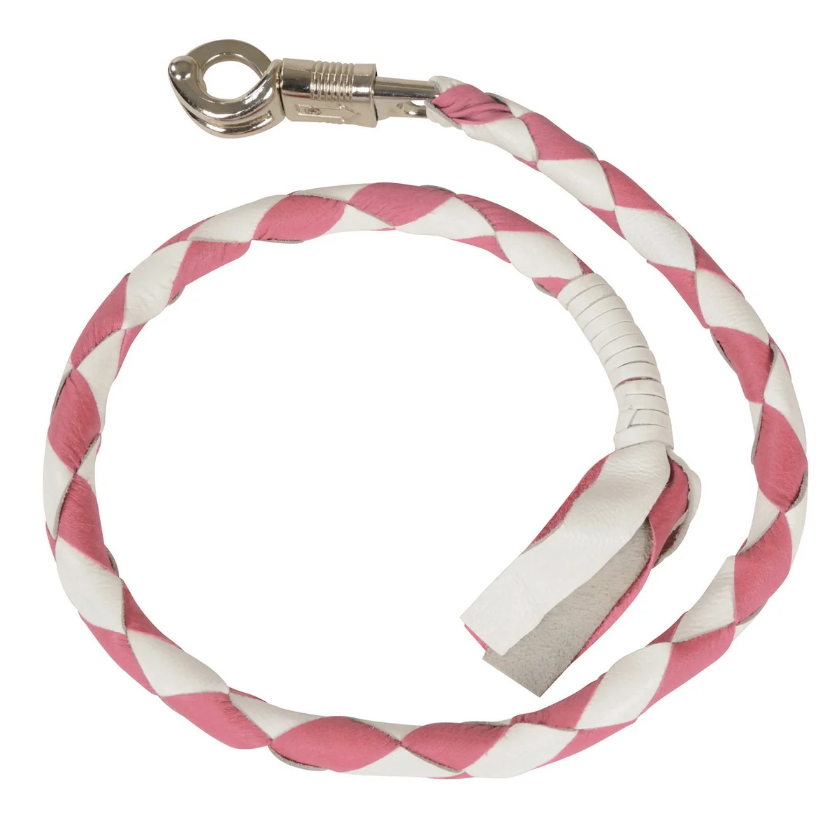 Outstanding Milwaukee Leather 36'' Leather Whip - White and Pink Get Back Whip for Handlebar - Biker Whip - MP7900 Artisan