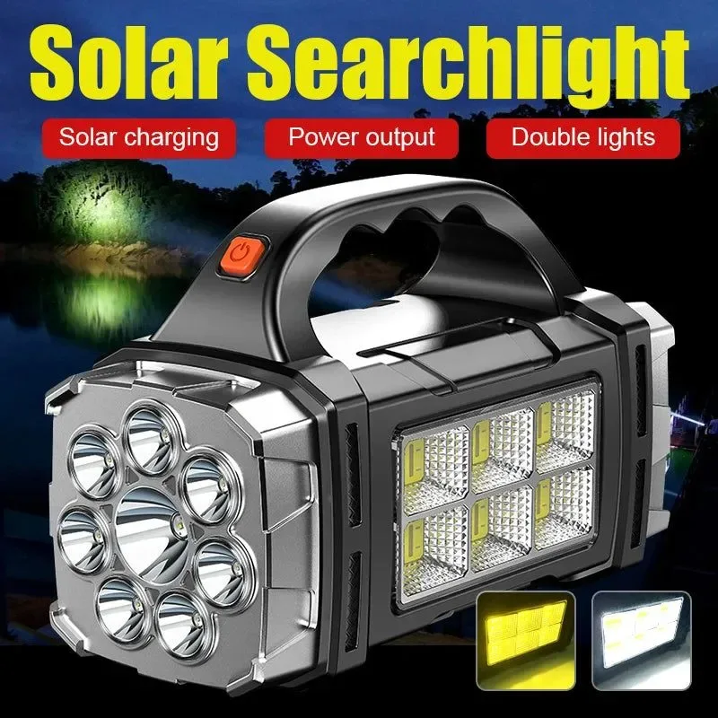 Casual Rechargeable Portable Hand Lamp LED Flashlight Outdoor Camping Solar USB Torch COB Work Lantern Excellent