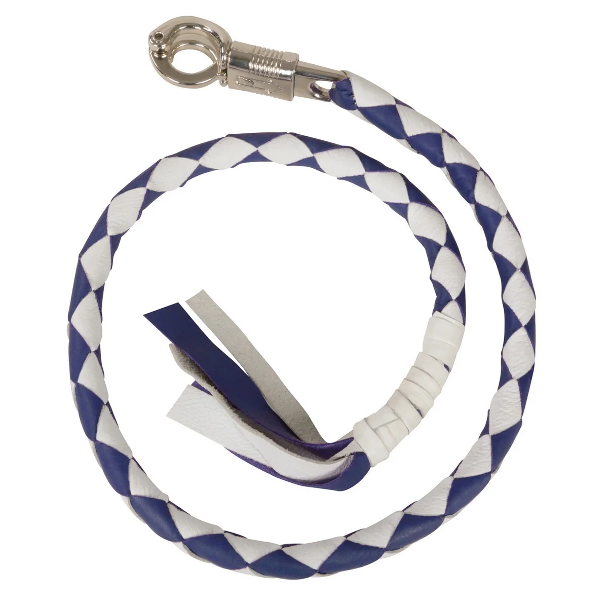 Authentic Milwaukee Leather 36'' Leather Whip - White and Blue Get Back Whip for Handlebar - Biker Whip - MP7900 Smooth