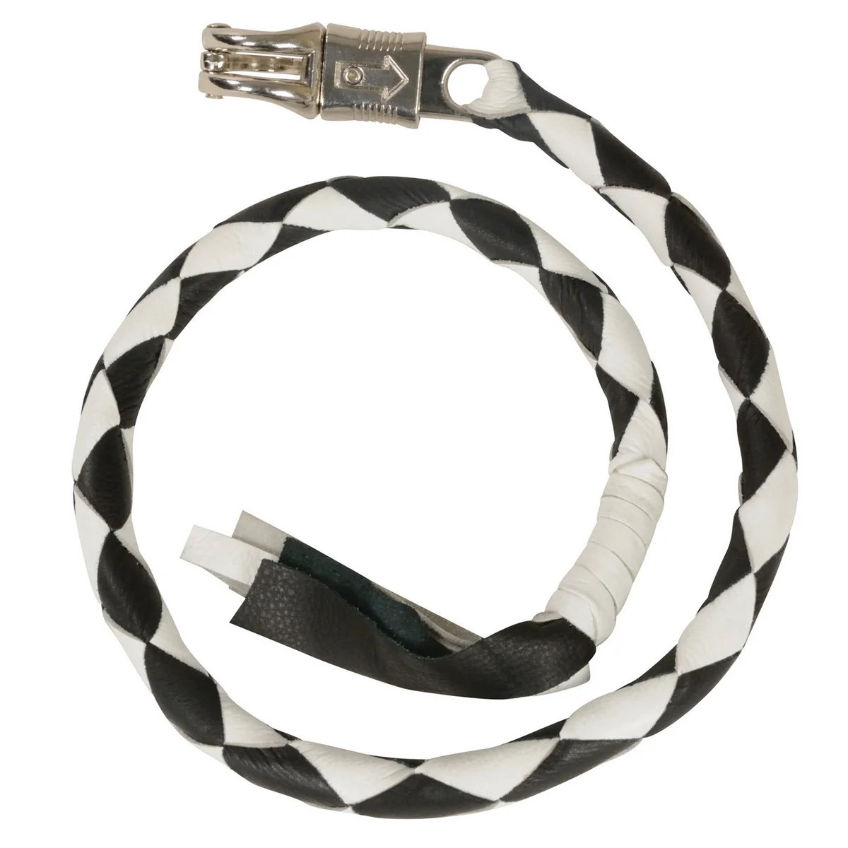 Safe Milwaukee Leather 36'' Leather Whip - Black and White Get Back Whip for Handlebar - Biker Whip - MP7900 Trendy