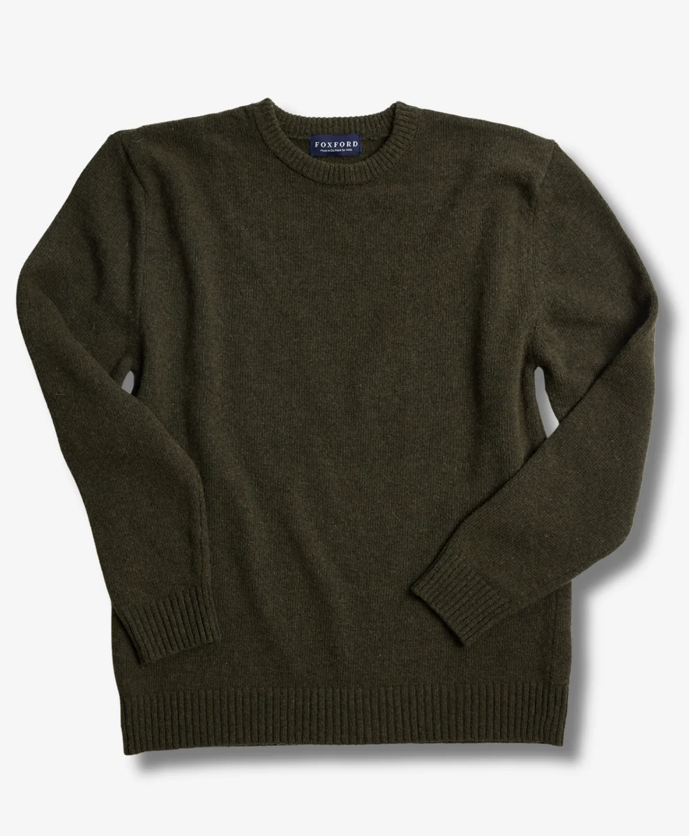 Specialty Foxford Dark Green Lambswool Round Neck Natural
