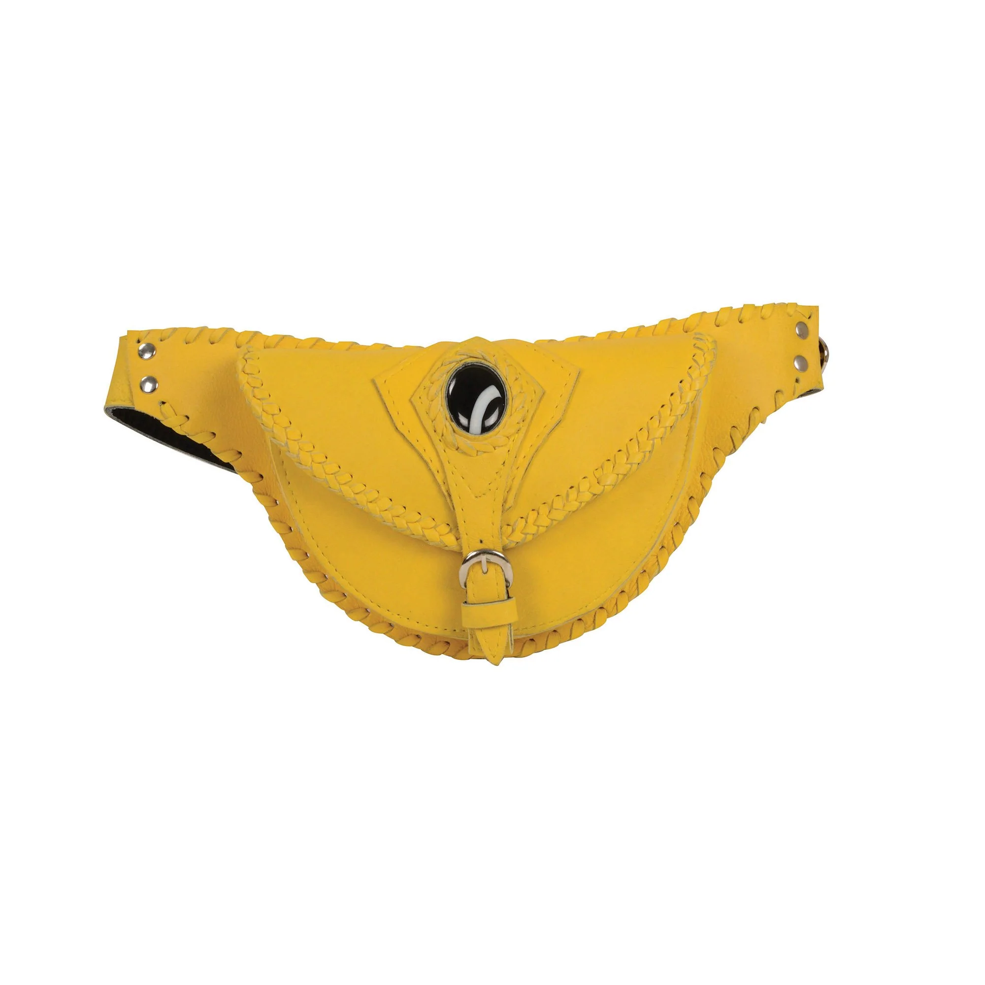 Functional Milwaukee Leather MP8835 Women's Yellow Leather 'Braided' Hip Belt Bag Crafted