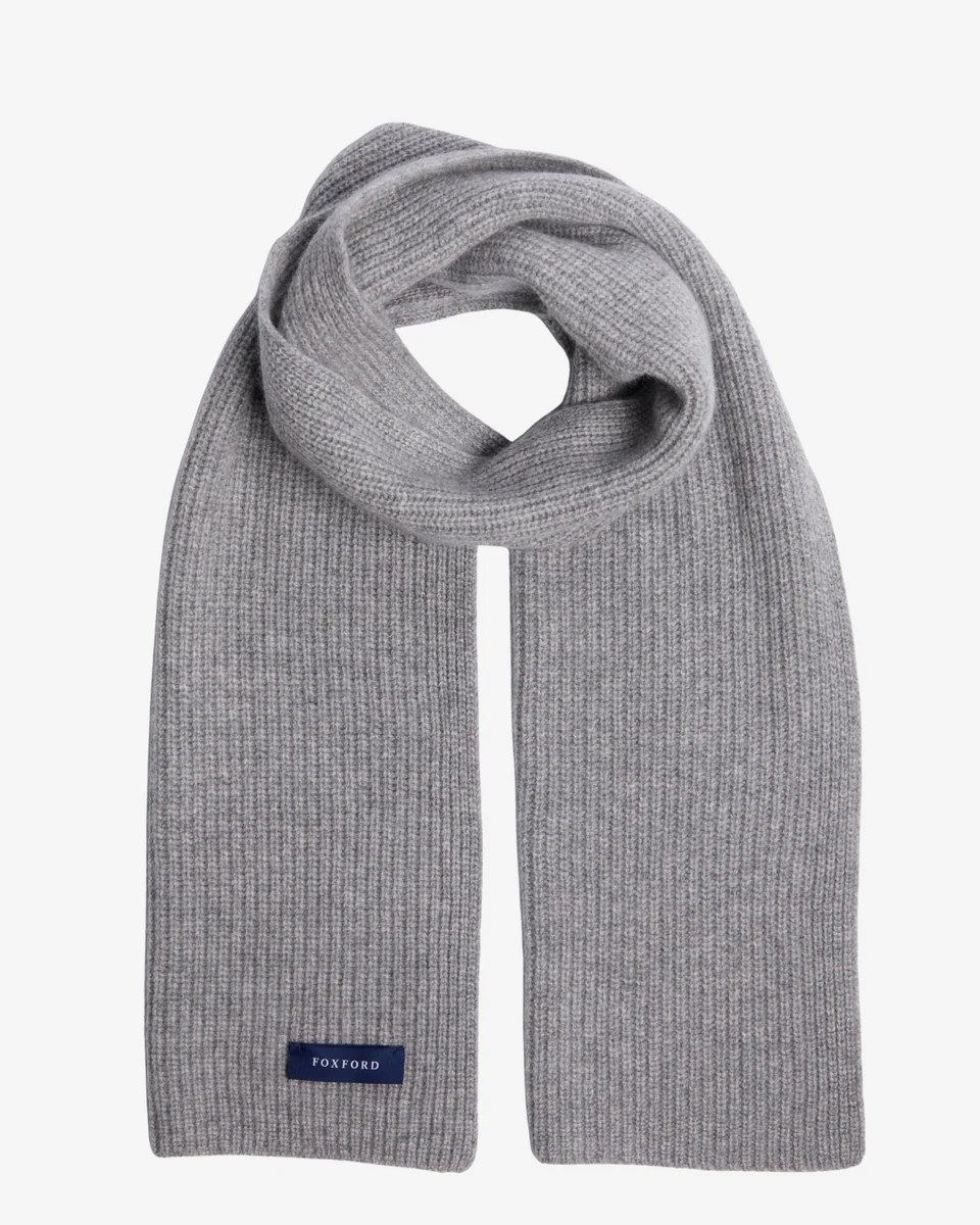Smooth Foxford Grey Ribbed Cashmere Scarf Specialty