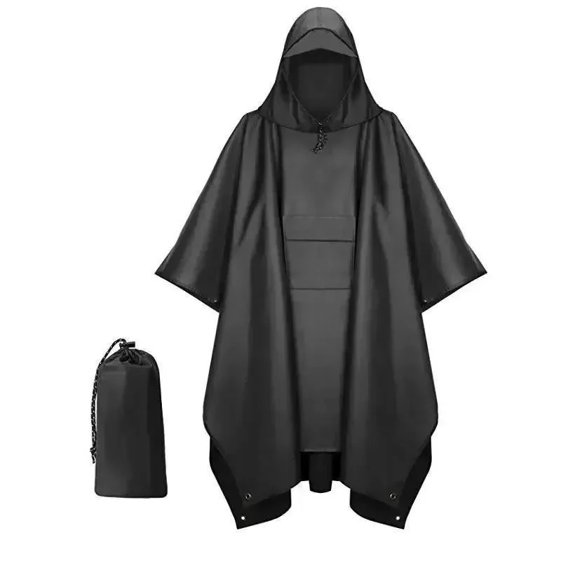 Classic Waterproof Hooded Rain Poncho – Multi-Purpose Oxford Cloth Doubles as Picnic Mat Sun Shelter Responsible