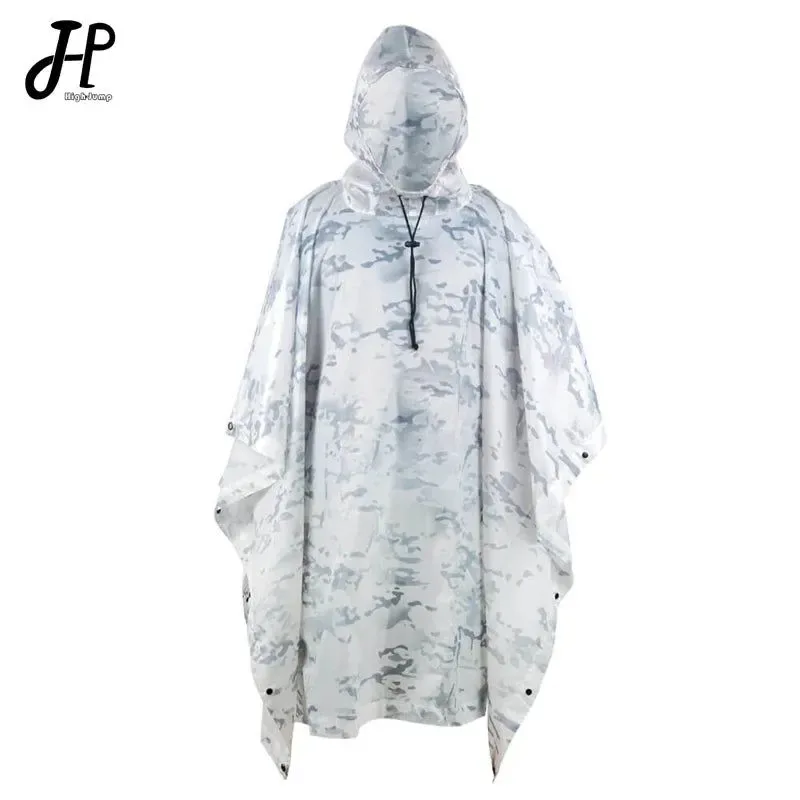 Reusable Breathable Camo Poncho – Tactical Waterproof Raincoat for Camping Hiking Hunting Birdwatching 12 Patterns Organic