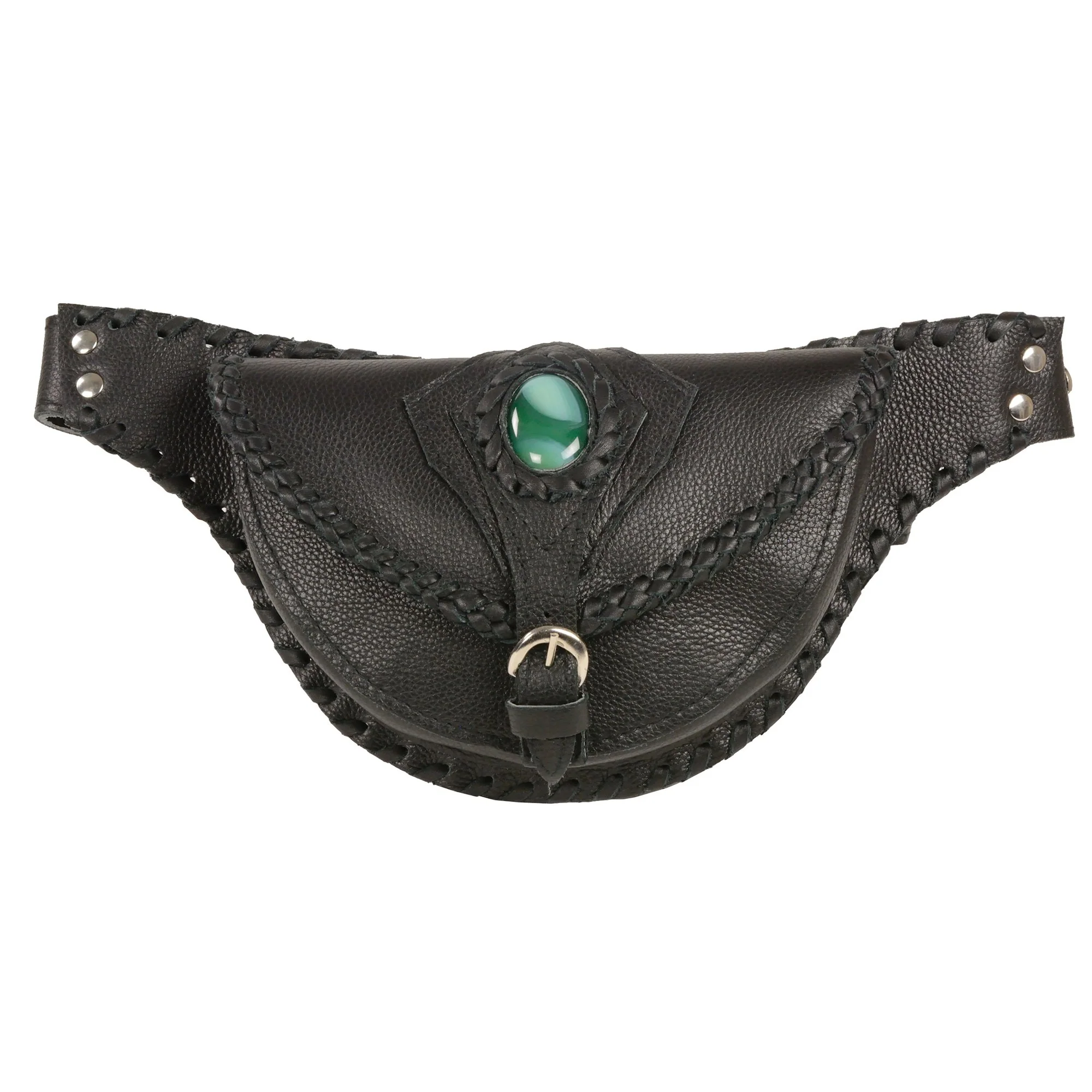 Versatile Milwaukee Leather MP8835 Women's Black Lather 'Braided' Hip Belt Bag Secure