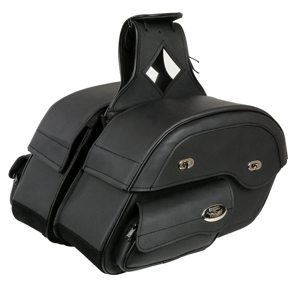 Authentic Milwaukee Leather MP8305 Black PVC Cruiser Style Slant Pouch Throw Over Saddlebags Outstanding