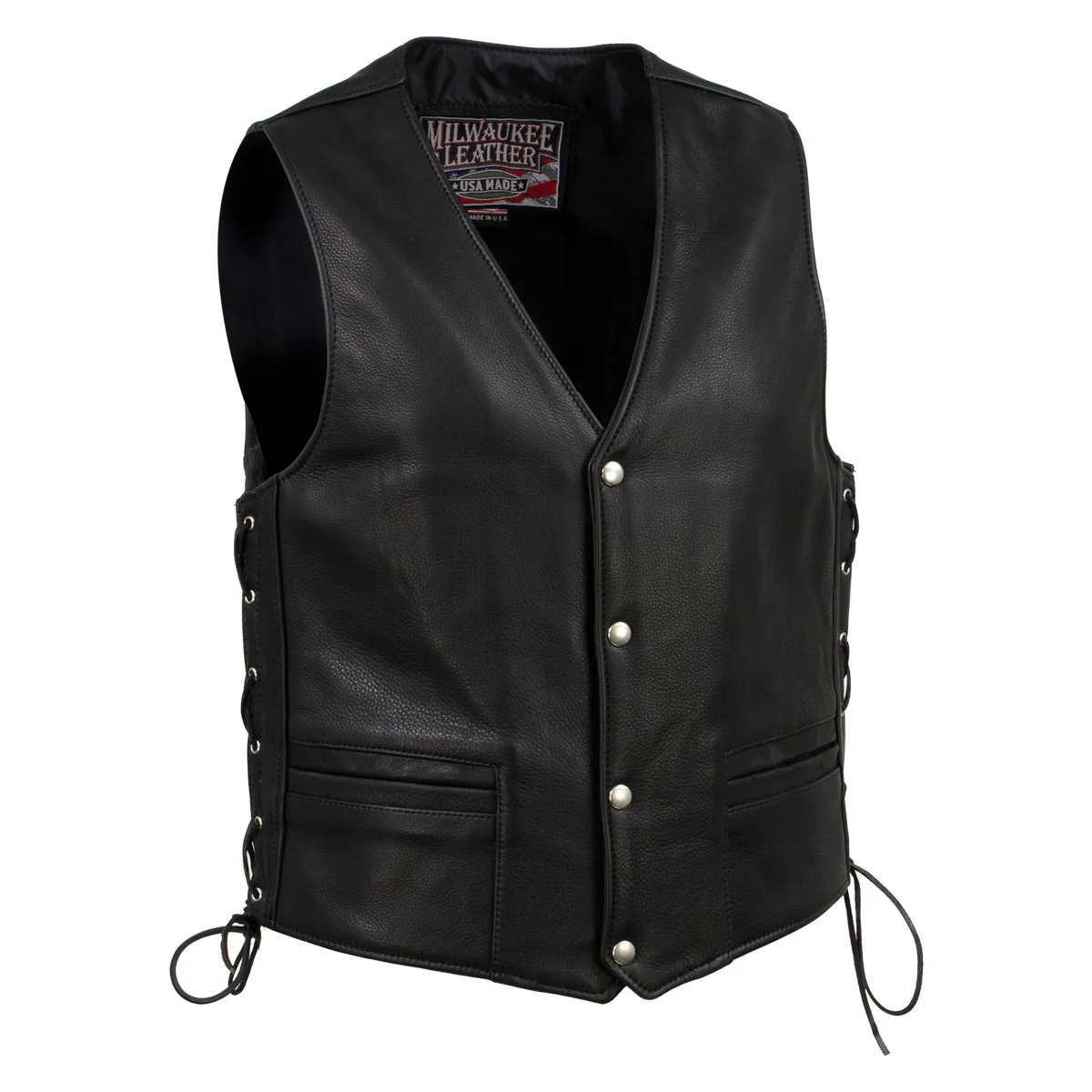 Elegant Milwaukee Leather USA MADE MLM5003 Men's Black Gaucho Extra Long Back Premium Steerhide Motorcycle Leather Vest Luxury