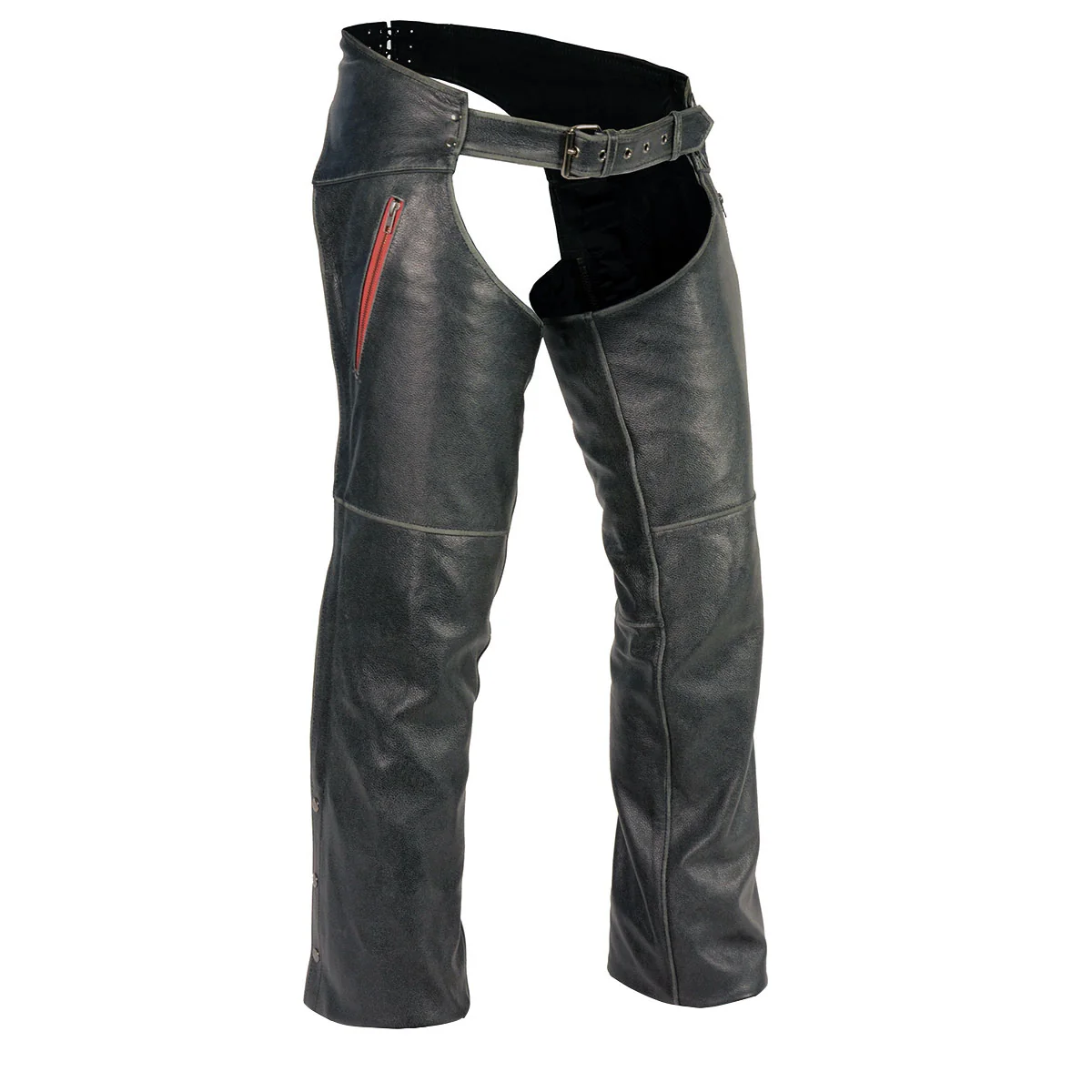 Enhanced Milwaukee Leather MLM5535 Men's Vintage Grey Slate Leather Chaps with Color Accent Zipper Outstanding