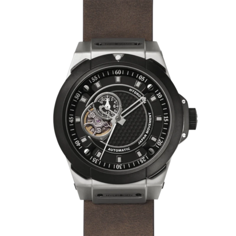 Authentic Hydrogen Automatic Watch with Leather Strap Sustainable