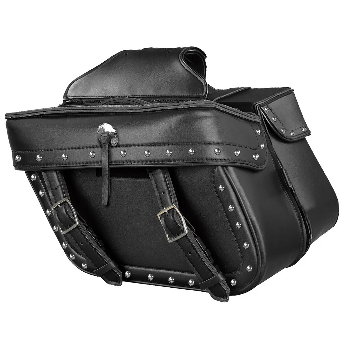 Easy-to-Use Milwaukee Performance MP8320 Black Zip Off PVC Studded Throw Over Saddlebags Detailed