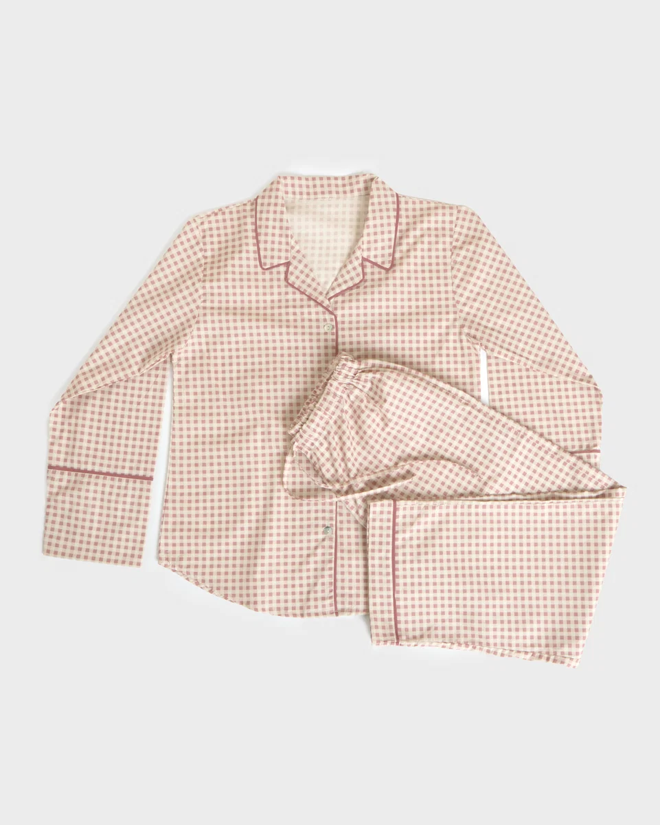 Durable Foxford Poppy Gingham Cotton Pyjamas Long-Lasting