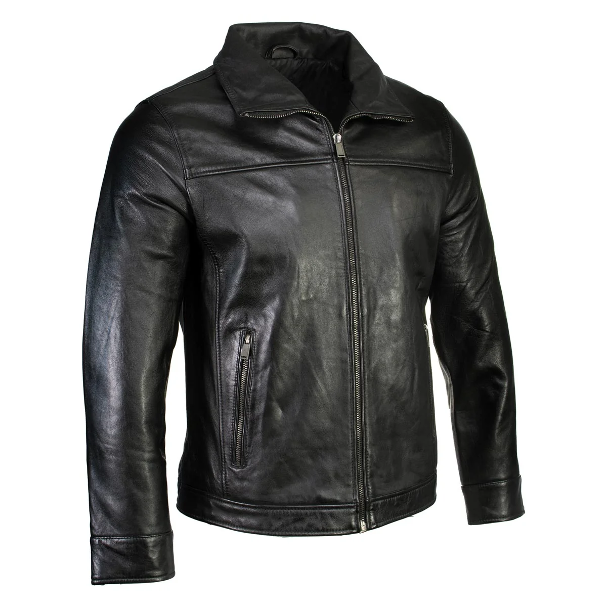 Detailed Boston Harbour 2.0 Men's Black New Zealand Lamb Leather Fashion Car Coat Jacket SFM1898 Organic