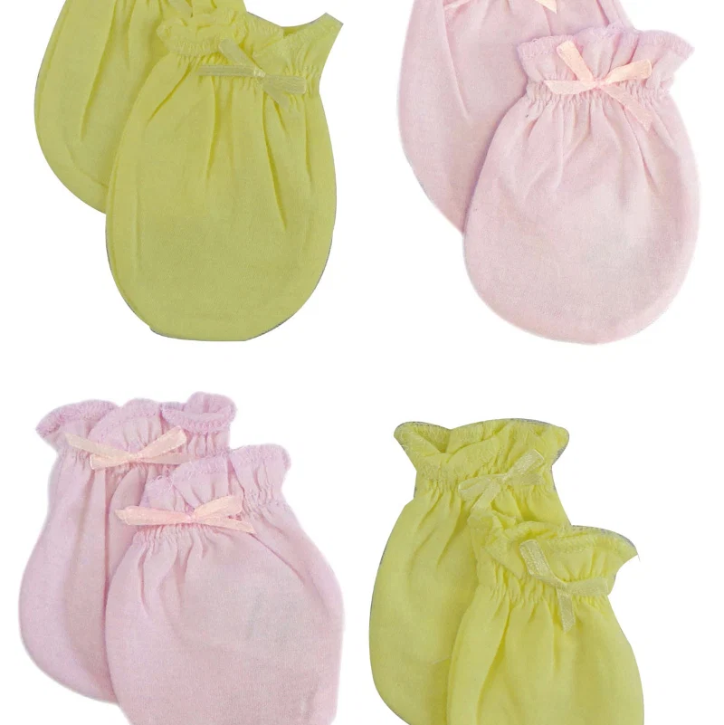 Proven Cute Baby Mittens Set – 4-Pack in Soft Pink Yellow for Little Hands Flexible