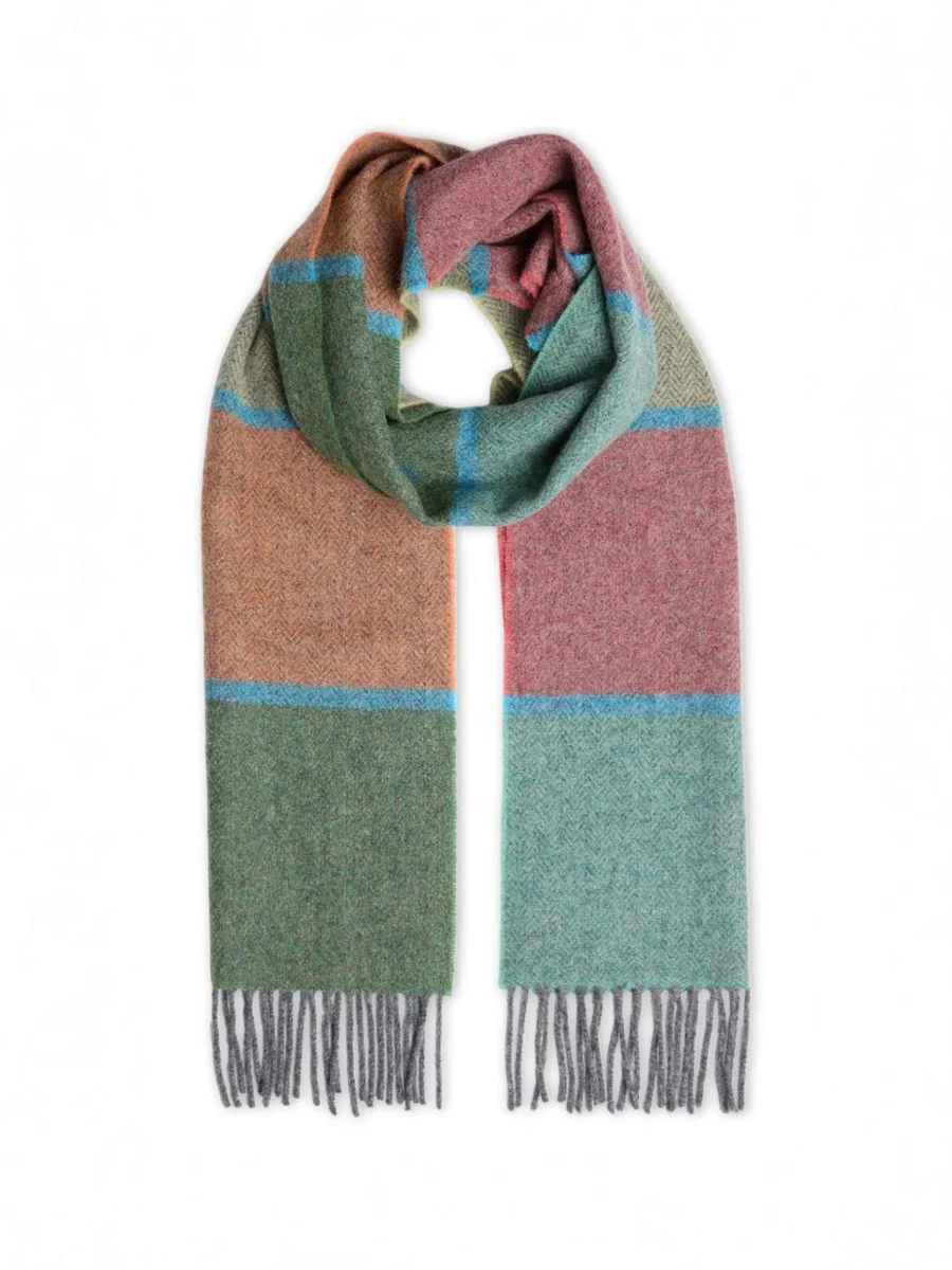Fine Foxford Summer Stripe Lambswool Scarf Smooth