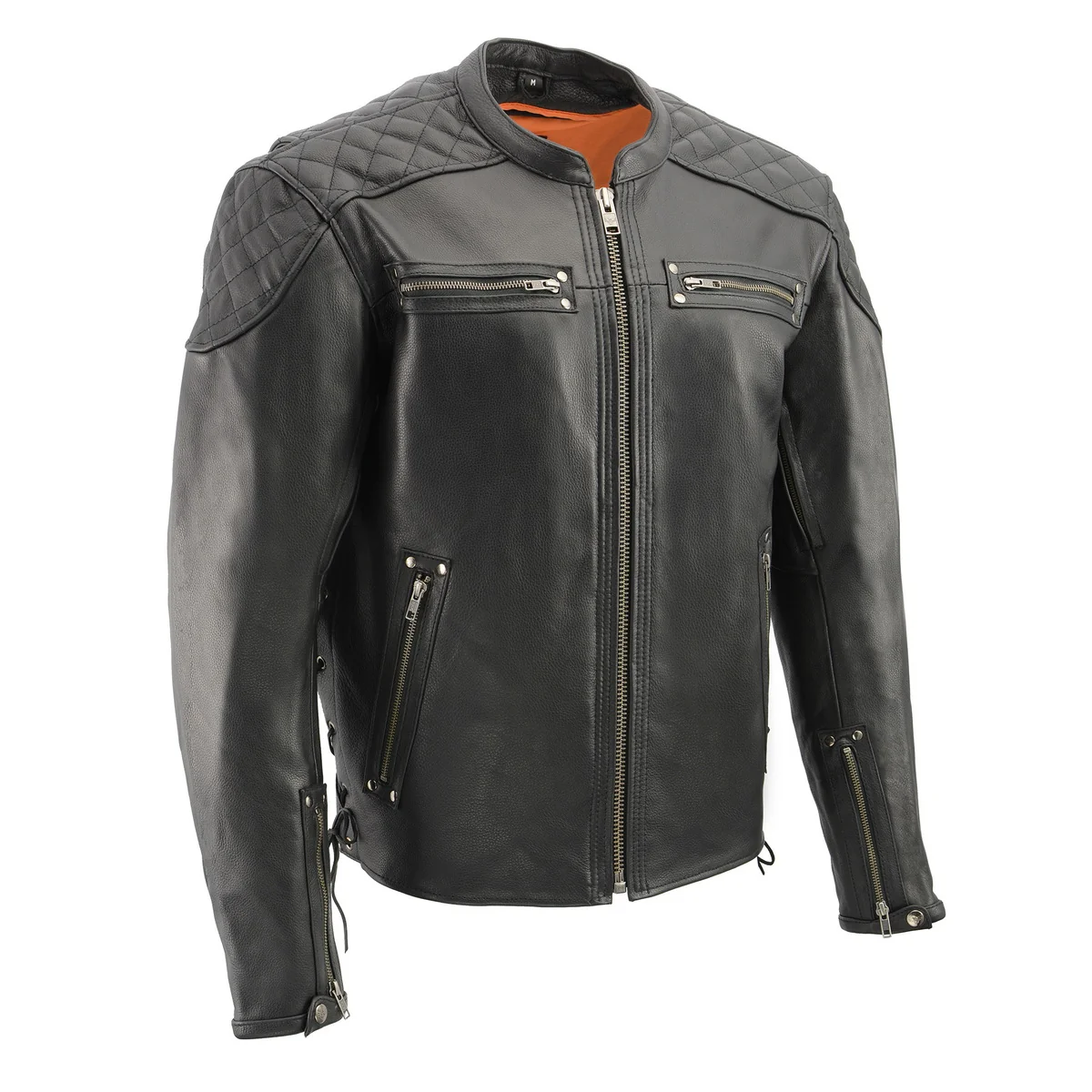 Reusable Milwaukee Leather MLM1580 Men's Full Side Lace Vented Black Leather Scooter Jacket Safe