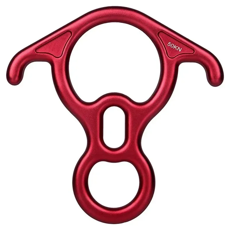 Versatile 8-Shape Bent-Ear Belay Device for Rock Climbing - Rappelling and Descender Gear Optimized