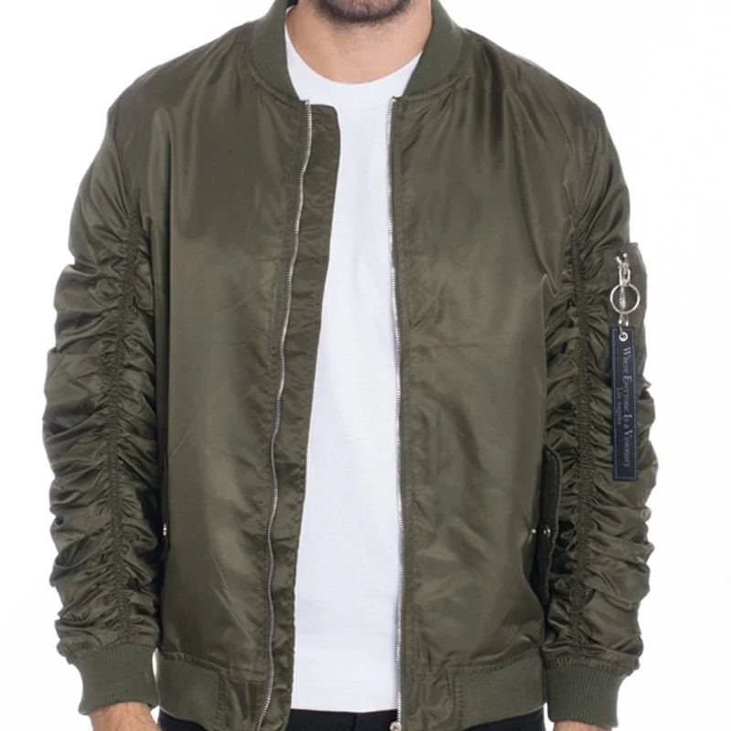 Fast Men's Olive Green Bomber Jacket with Zip Sleeve User-Friendly