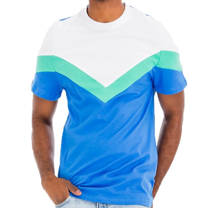 Smooth Men's Color Block T-Shirt in Blue White and Green Responsible