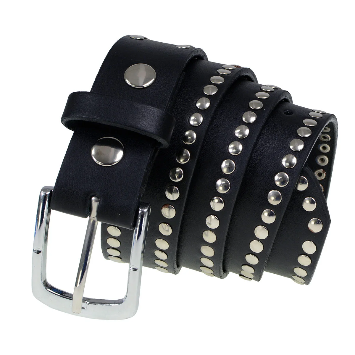 Superior Milwaukee Leather MP7104 Men's Studded Black Leather Belt for Biker with Buckle - 1.5 inches Wide Premium