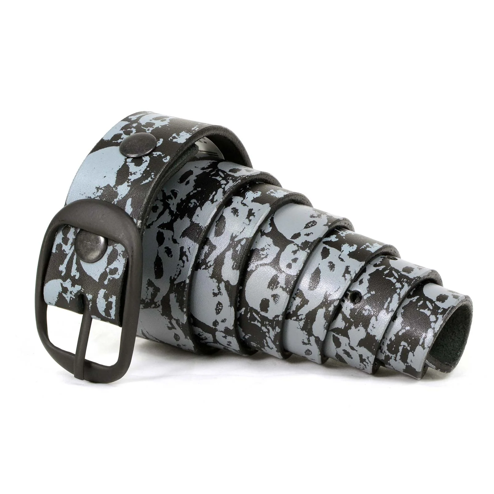 Organic Milwaukee Leather MP7106 Men's Grey Skull Heads Black Leather Biker Belt with Interchangeable Buckle Genuine