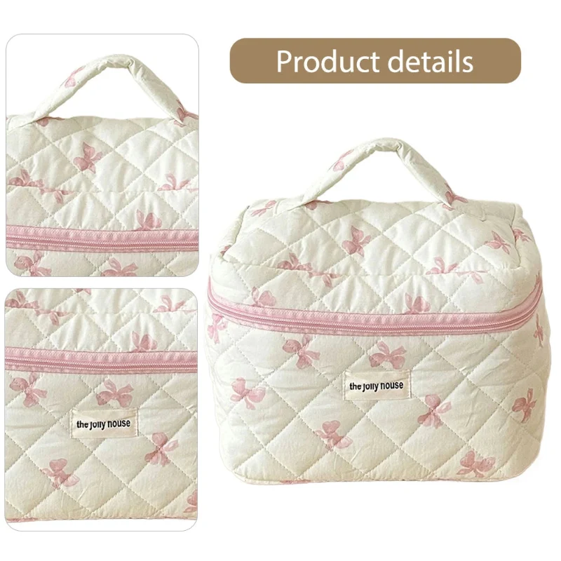 Healthy The Jolly House Quilted Floral Cosmetic Bag Set in Pink and Blue Advanced