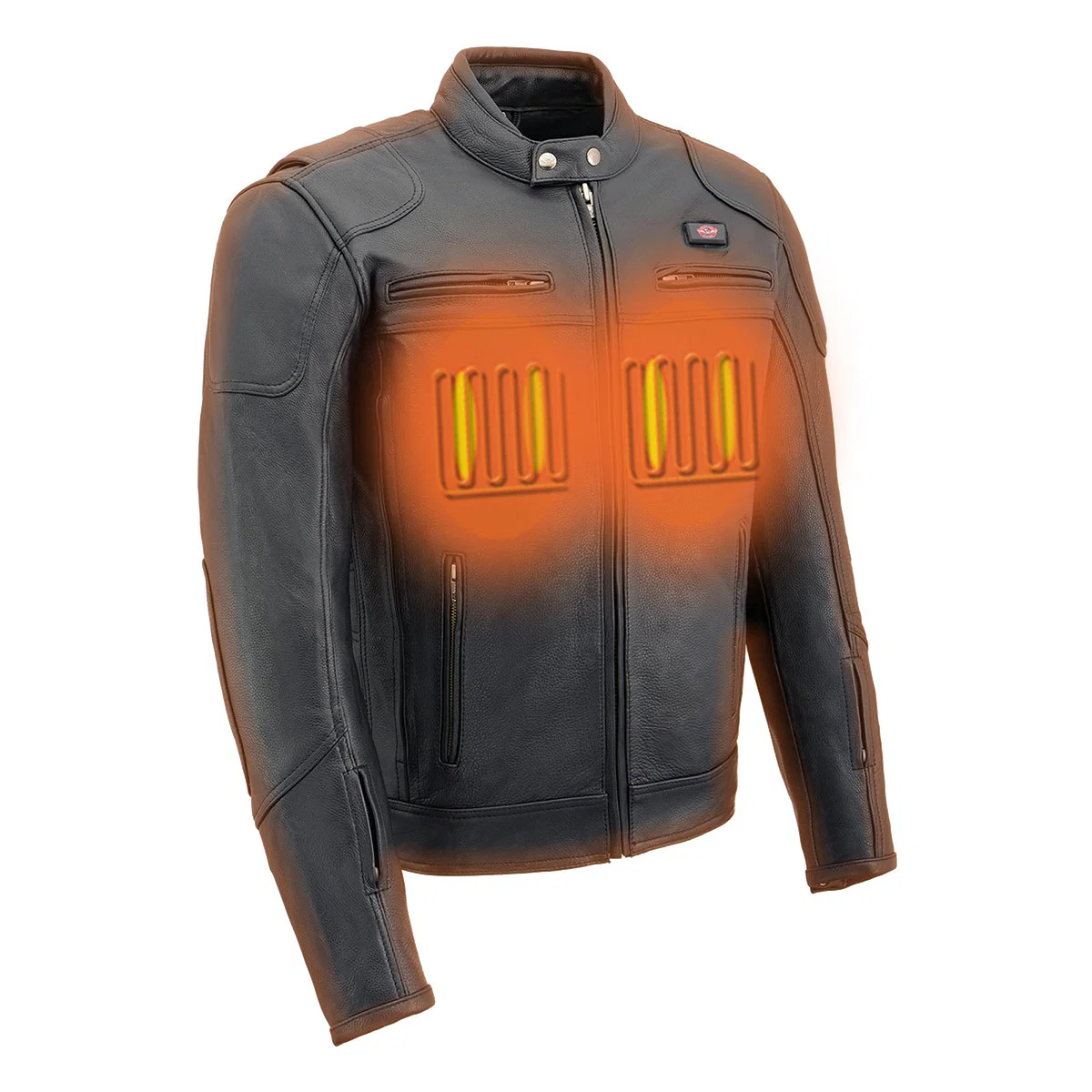 Original Design Milwaukee Leather Heated Jacket for Men's Black Cowhide Leather - Motorcycle Vented Jacket for All Seasons MLM1513 High-Grade