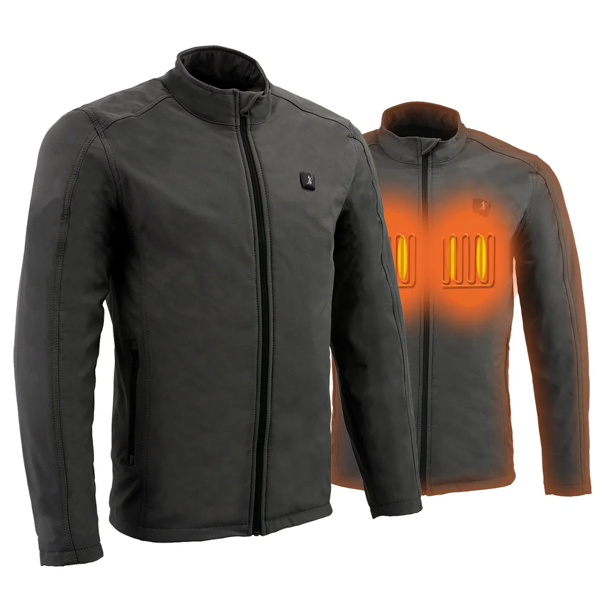 Expertly Made Nexgen Heat MPM1762SET Men s Soft Shell Heated Jacket - Grey Standup Collar Jacket for Winter with Battery Pack Outstanding