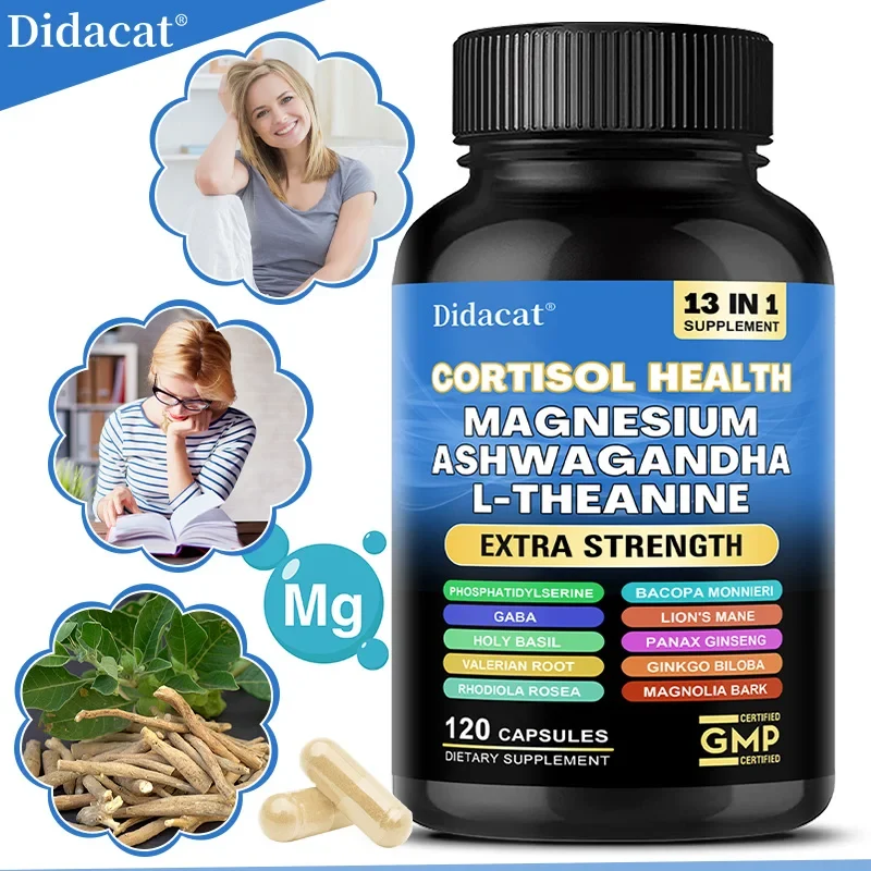 Solid Didacat Cortisol Health Capsules for Stress Relief and Wellness - 120 Count Practical