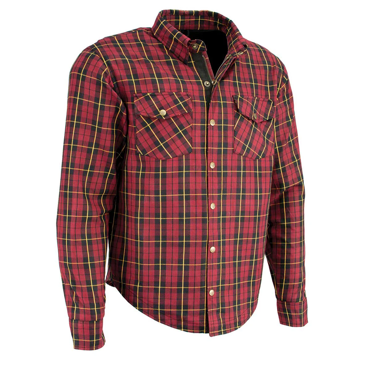 Long-Lasting Milwaukee Leather MPM1632 Men's Plaid Flannel Biker Shirt with CE Armor - Reinforced w Aramid Fiber Versatile