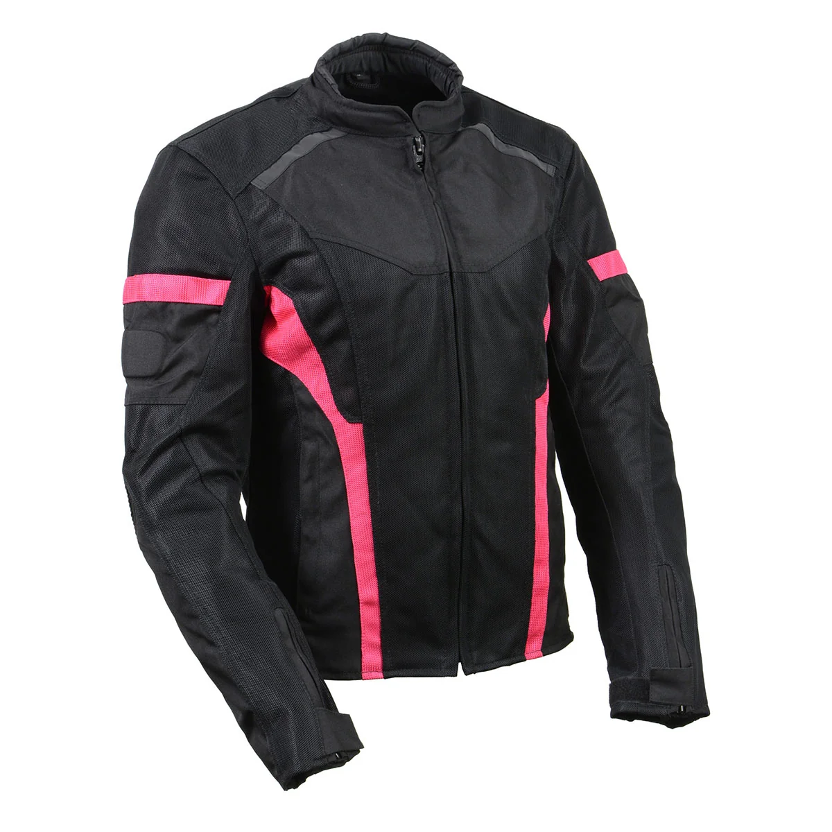 Artisan Milwaukee Leather MPL2794 Black and Pink Mesh Textile Armored Motorcycle Racer Jacket for Women - All Season Jackets Environmentally Friendly
