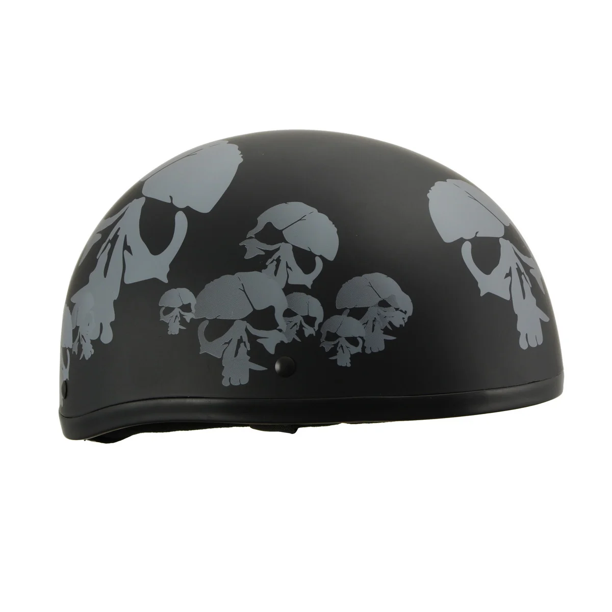 Official Milwaukee Helmets MPH9775DOT Americas Smallest Matte Black Half Helmet with Skeleton Head Graphics First-Class