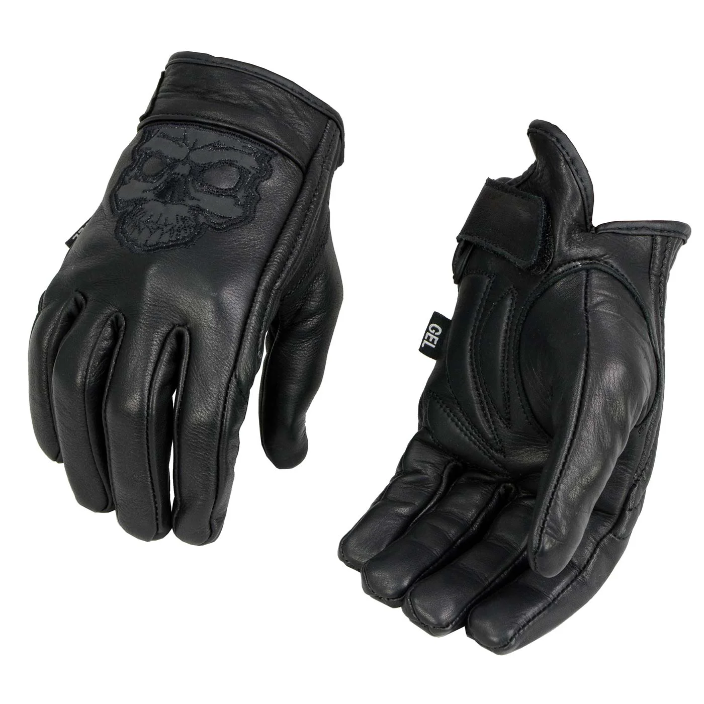 Expertly Made Milwaukee Leather Men's Black Leather Reflective Skull Motorcycle Hand Gloves W Gel Padded Palm MG7570 Prestigious
