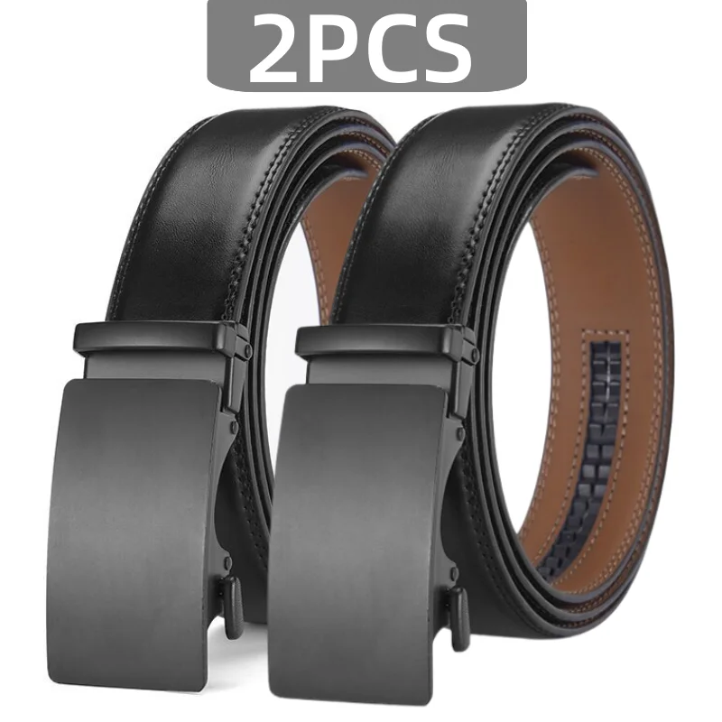 Organic 2PCS Black Leather Belt Set with Stylish Metal Buckle Efficient