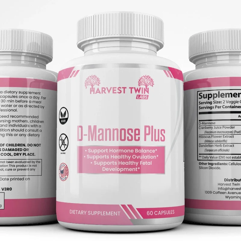 Long-Lasting Harvest D-Mannose Plus Capsules - 60 Count for Urinary Health Safe