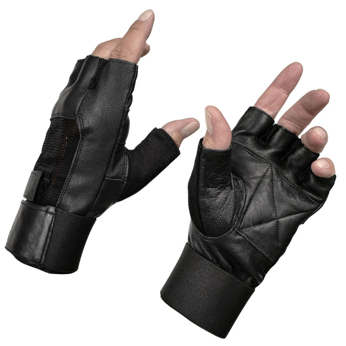 Top-Quality Milwaukee Leather MG7562 Men's Black Leather and Spandex Gel Padded Palm Fingerless Motorcycle Hand Gloves W Mesh Material Artisan