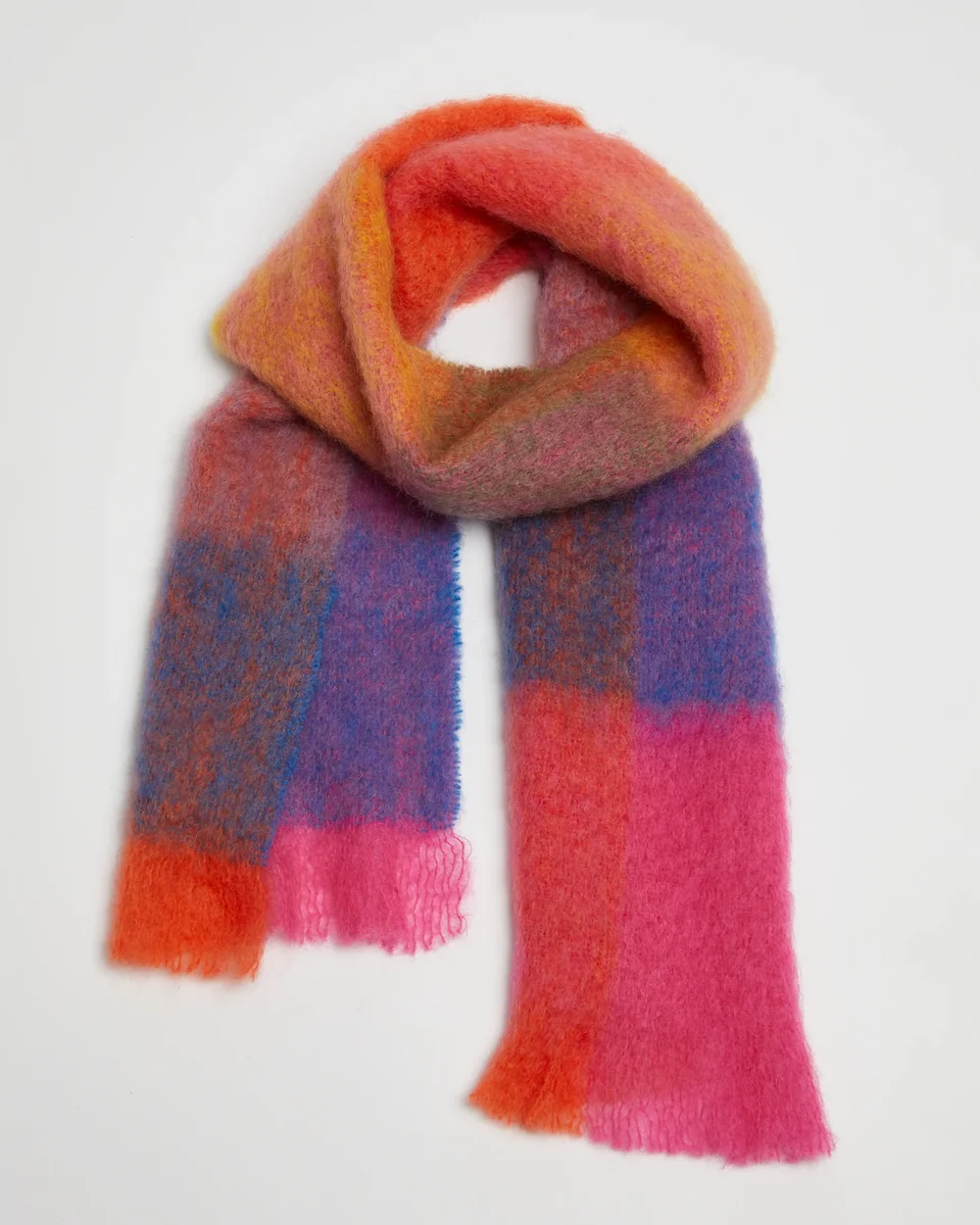 Crafted Foxford Pink And Red Mohair Scarf Pure
