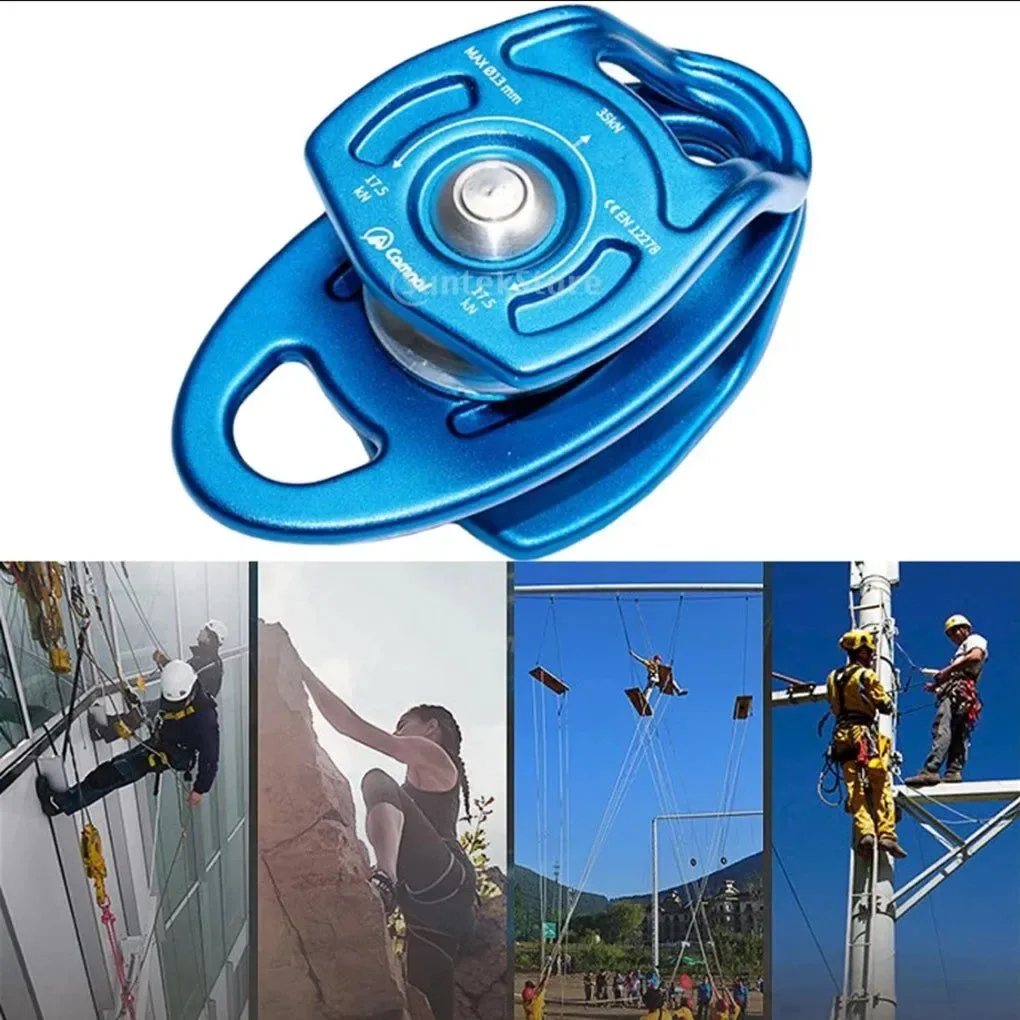 Official 35KN Double Pulley – Professional Twin Sheave Climbing Pulley for Rigging Hauling Refined