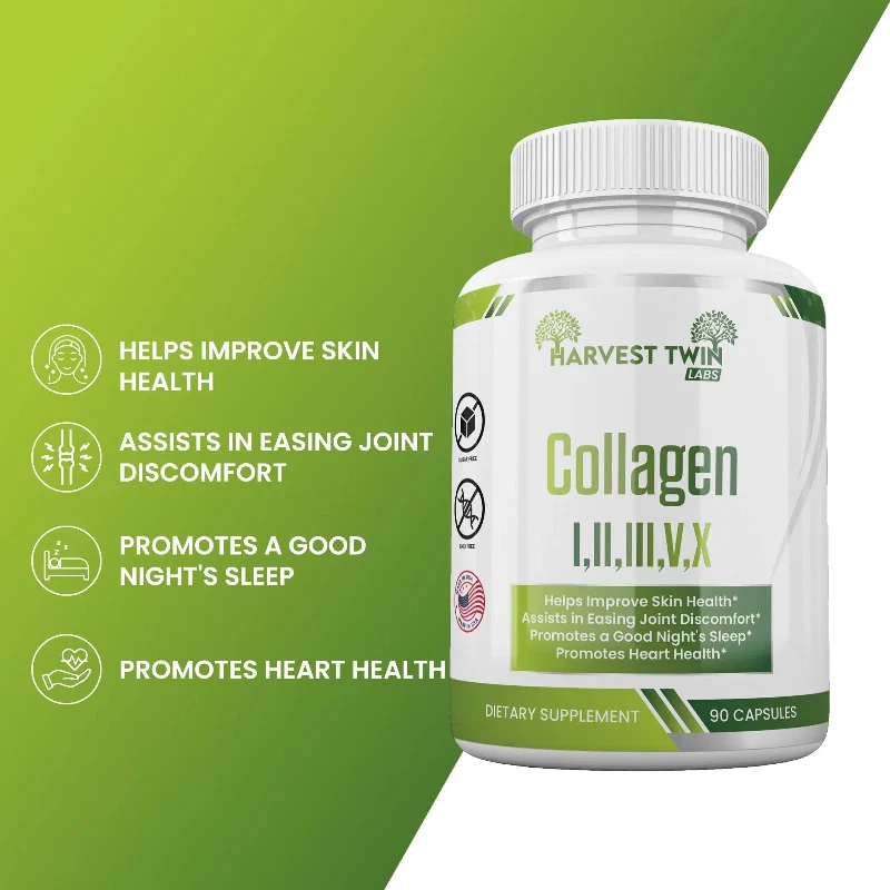 Unique Harvest Twin Labs Collagen I II III V X Dietary Supplement – 90 Capsules Consistent